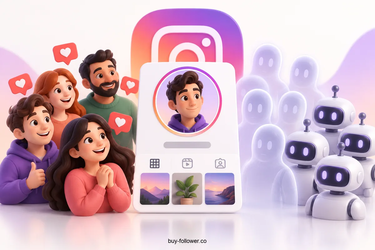 مقایسه مفهومی فالوور واقعی، روح و فیک در اینستاگرام