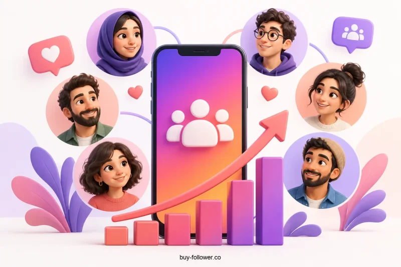 تصویر مفهومی رشد جامعه فالوورهای واقعی اینستاگرام