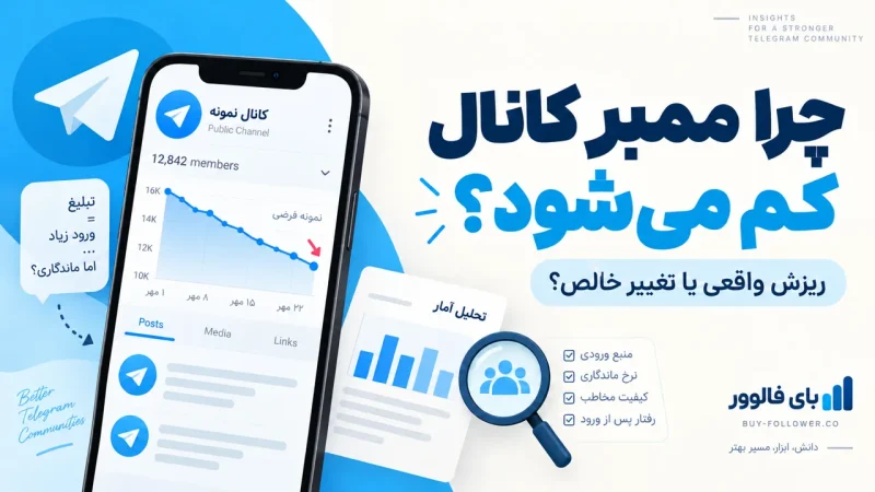 چرا ممبر کانال تلگرام کم می‌شود؛ نمودار نمونه فرضی برای بررسی ریزش
